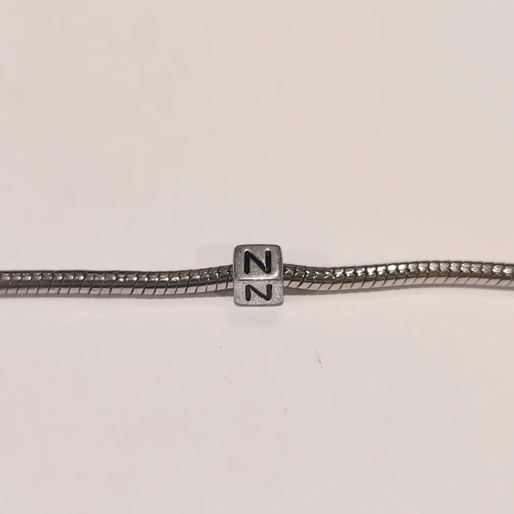 Silver N Spacer Charm for Pandora‎ Style Bracelet